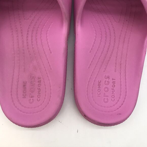 CROCS Iconic Comfort Women's 10 Jibbitz Ready Strap Sandals Hot Pink Slides - Picture 10 of 10
